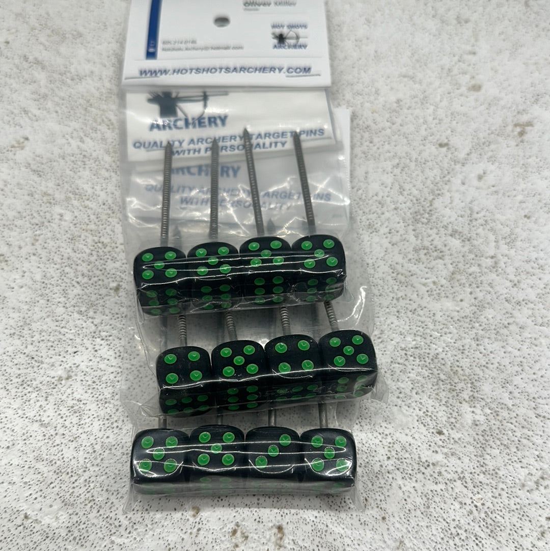 Black & Green Dice Pins