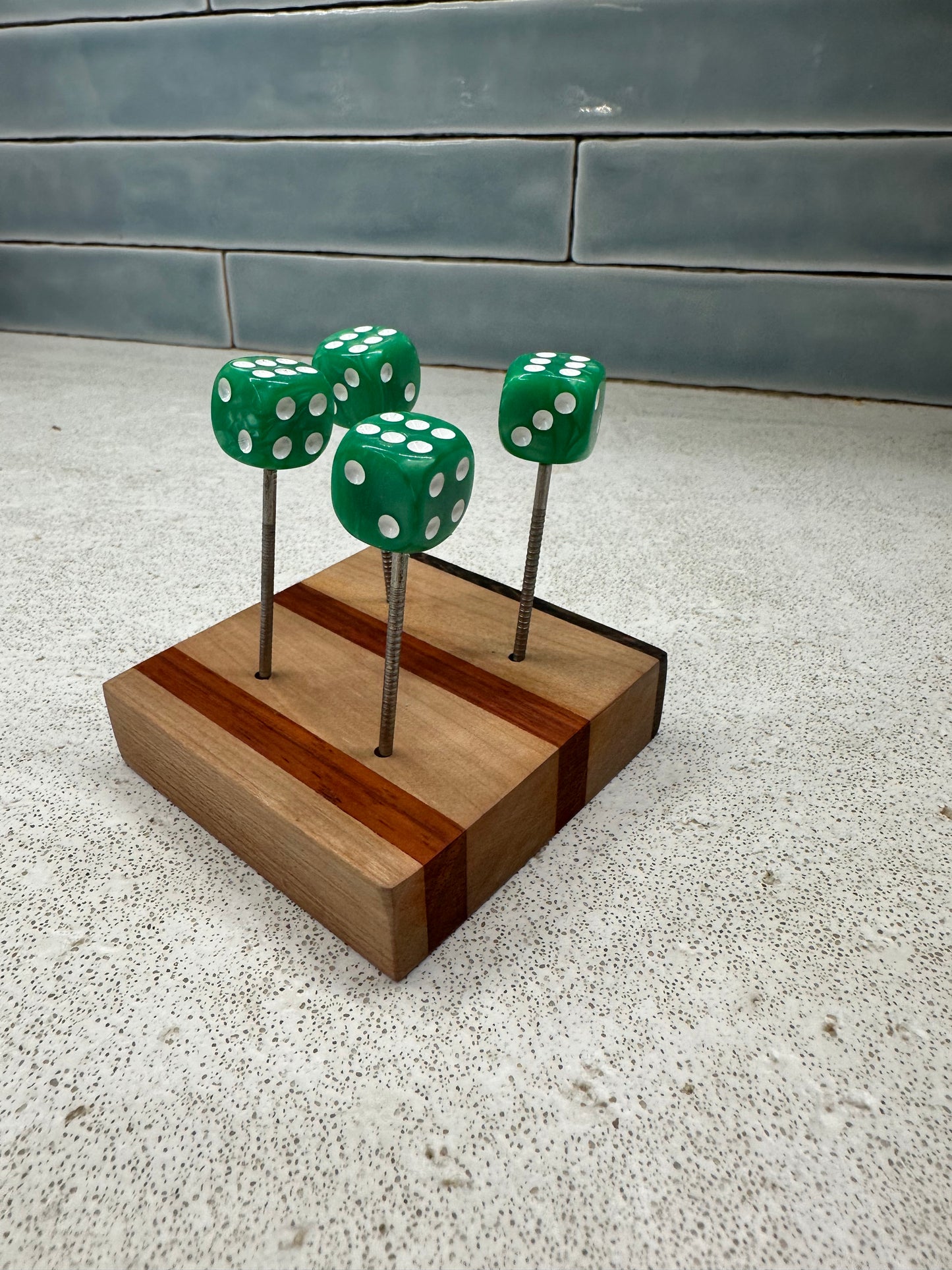 Green and White Pearl Dice Pin