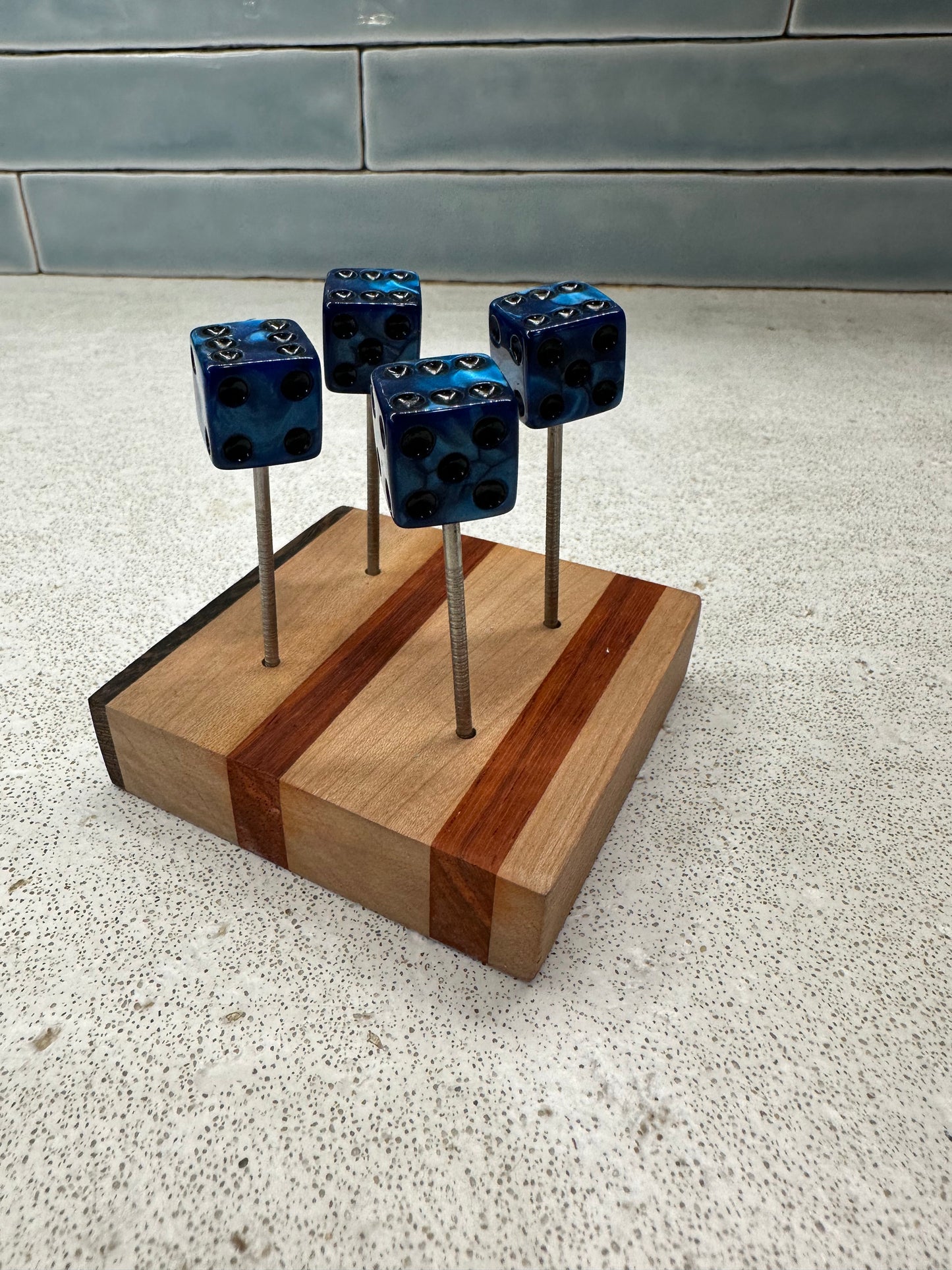 Square Edge Dark Blue Pearl w/ black dot dice pin