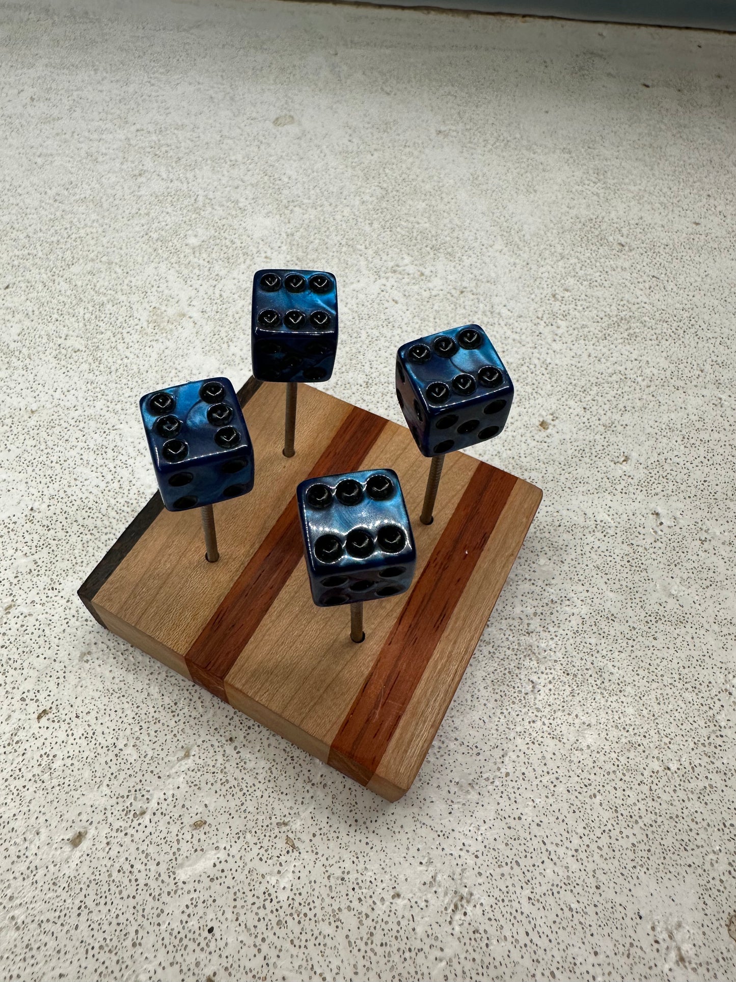 Square Edge Dark Blue Pearl w/ black dot dice pin