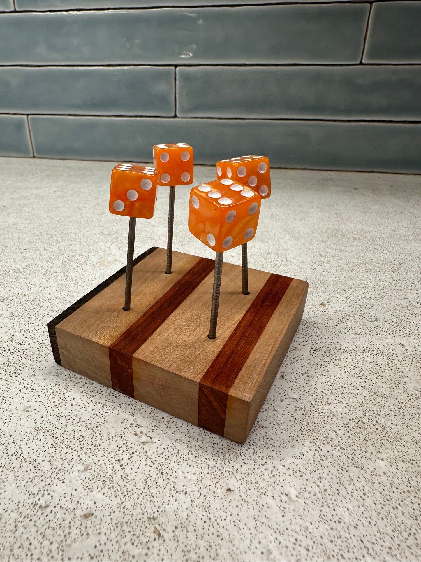 Square Edge Orange Pearl Dice Pin