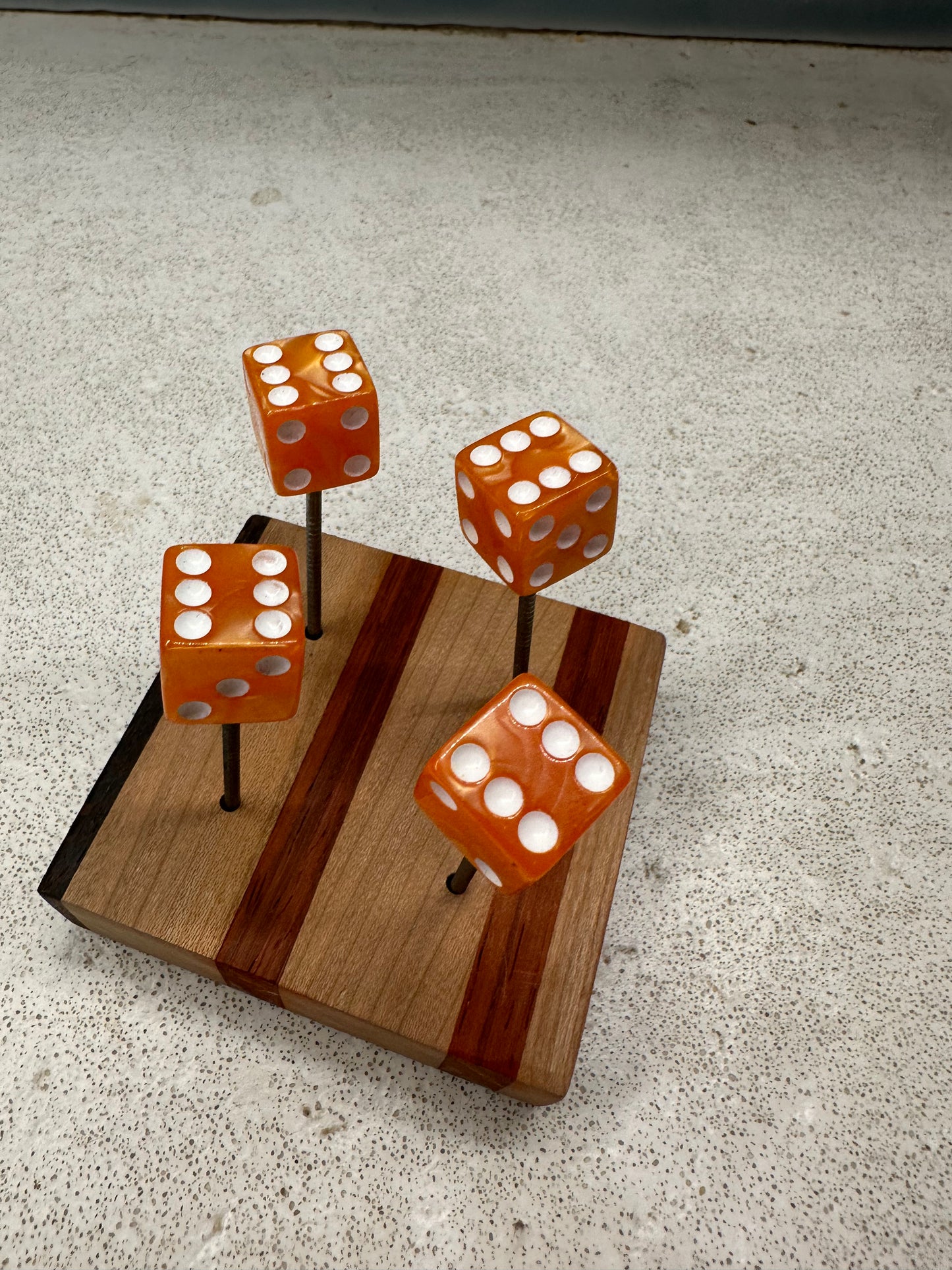 Square Edge Orange Pearl Dice Pin