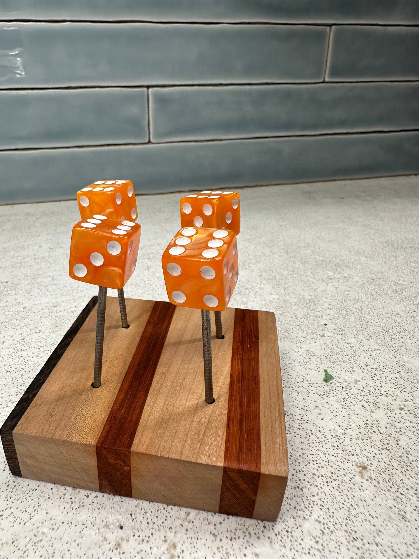 Square Edge Orange Pearl Dice Pin