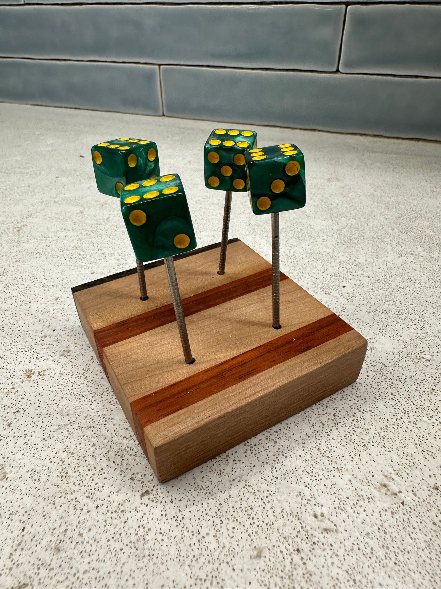 Square Edge Green Pearl Dice Pin