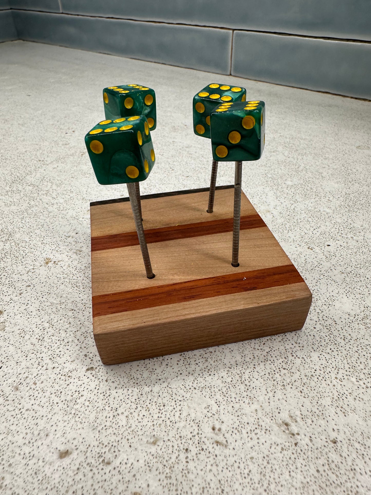 Square Edge Green Pearl Dice Pin