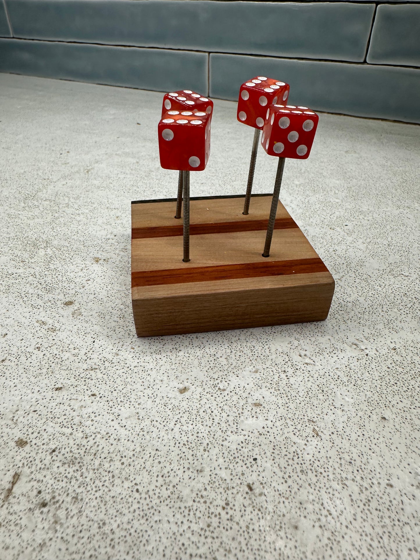 Square Edge Red Pearl Dice Pin