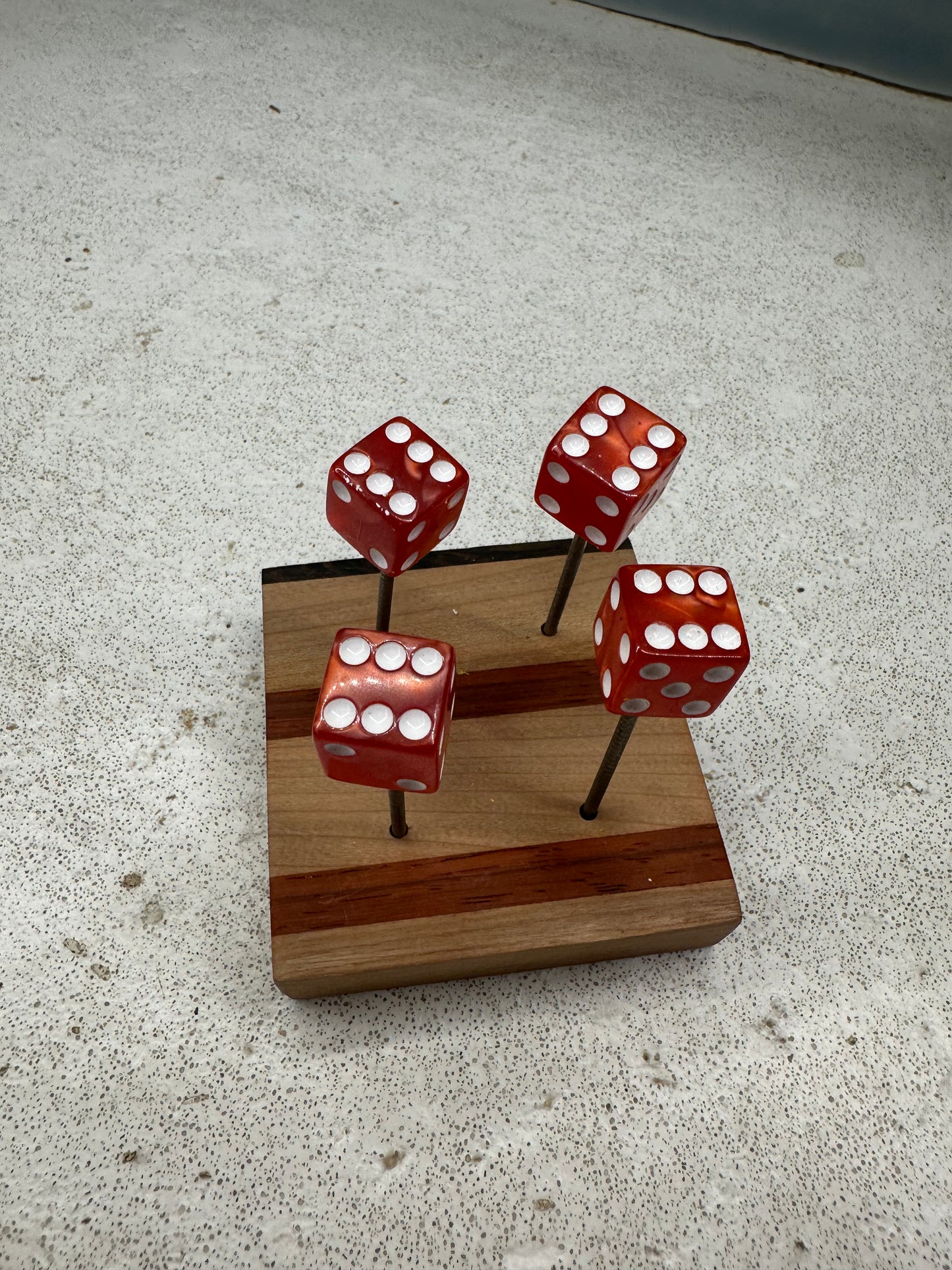 Square Edge Red Pearl Dice Pin