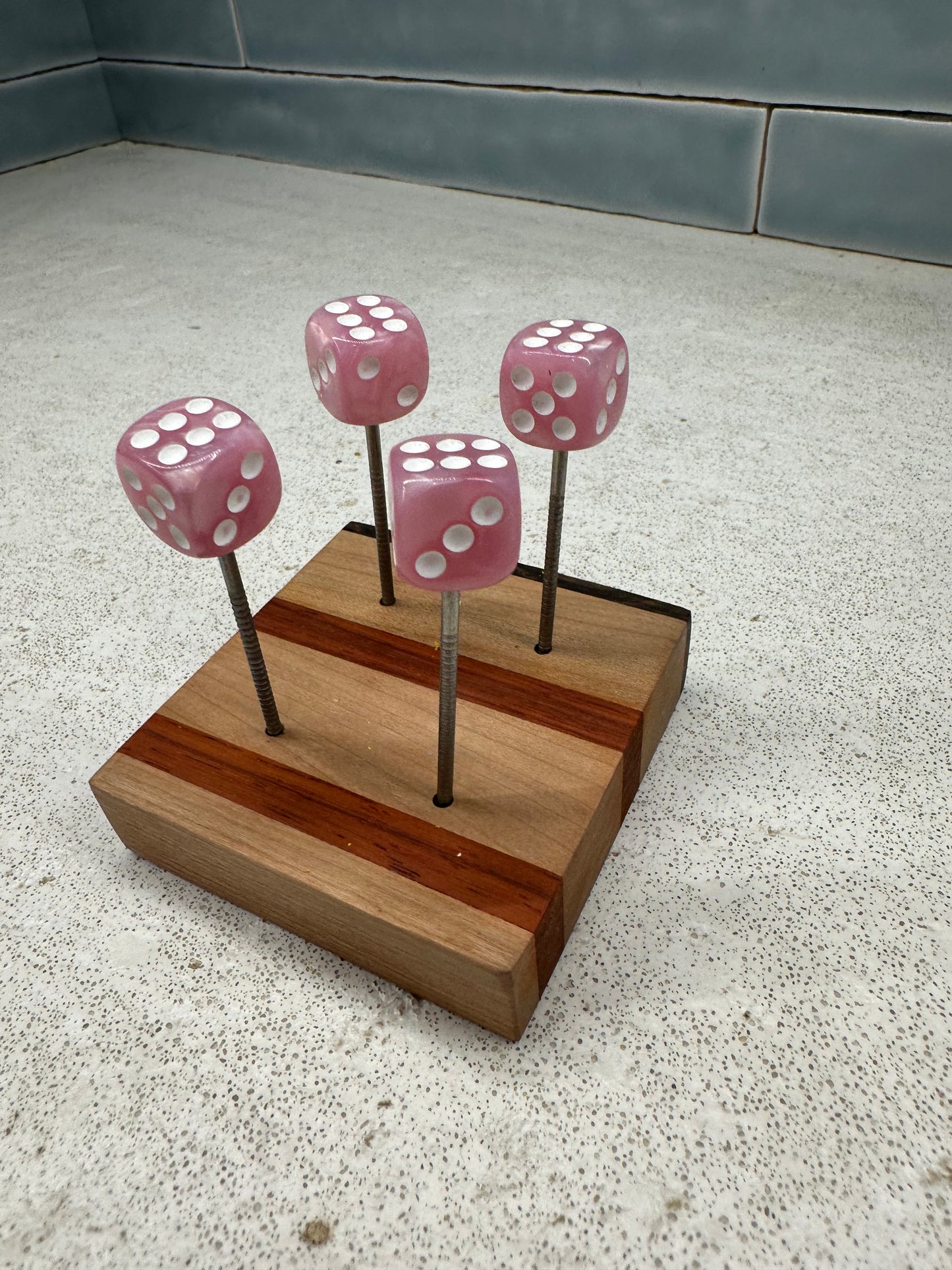 Pink Pearl Dice Pins