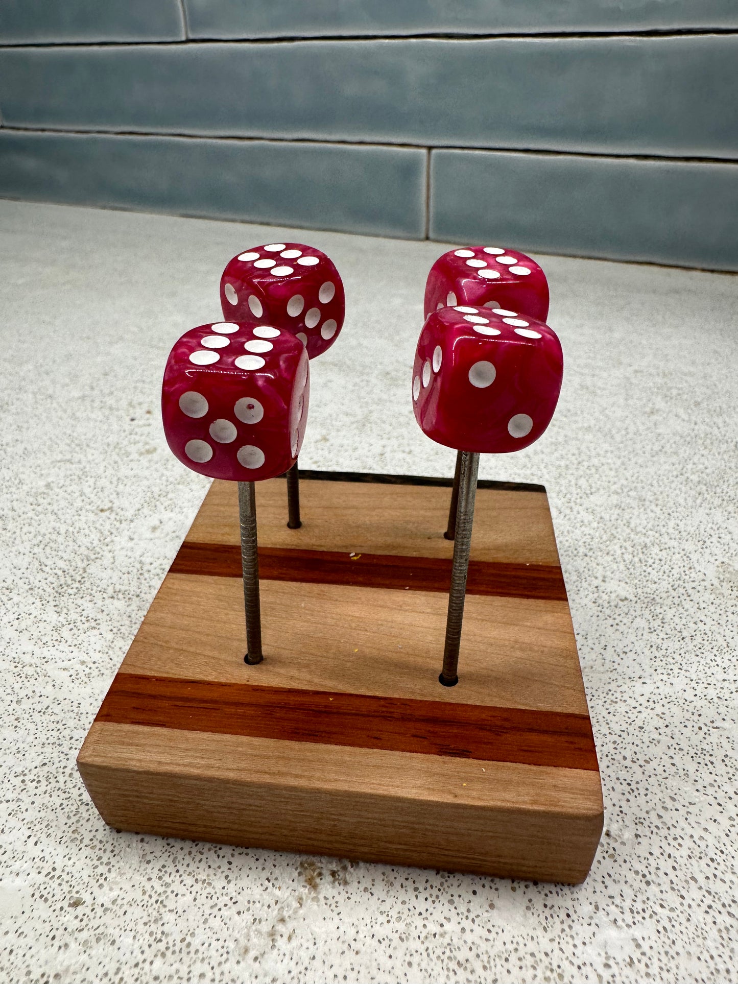 Dark Pink Pearl Dice Pins