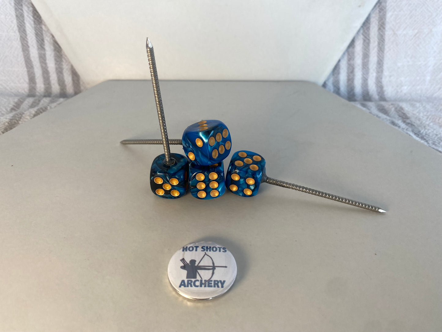 Blue Pearl Dice Target Pin