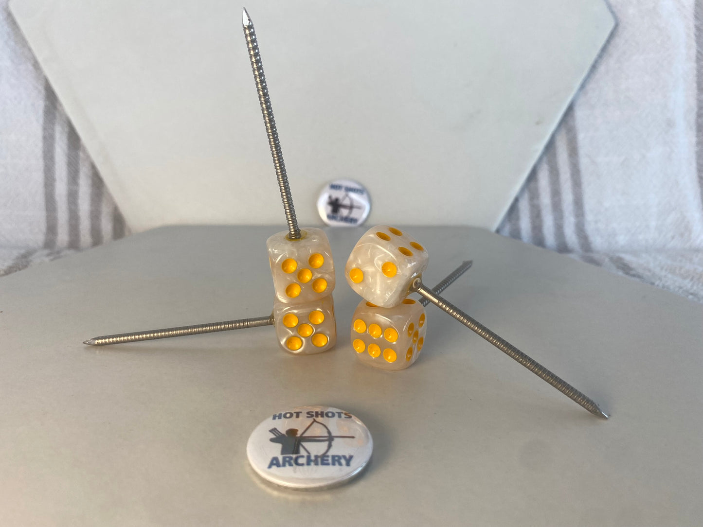 White Pearl Dice Target Pin