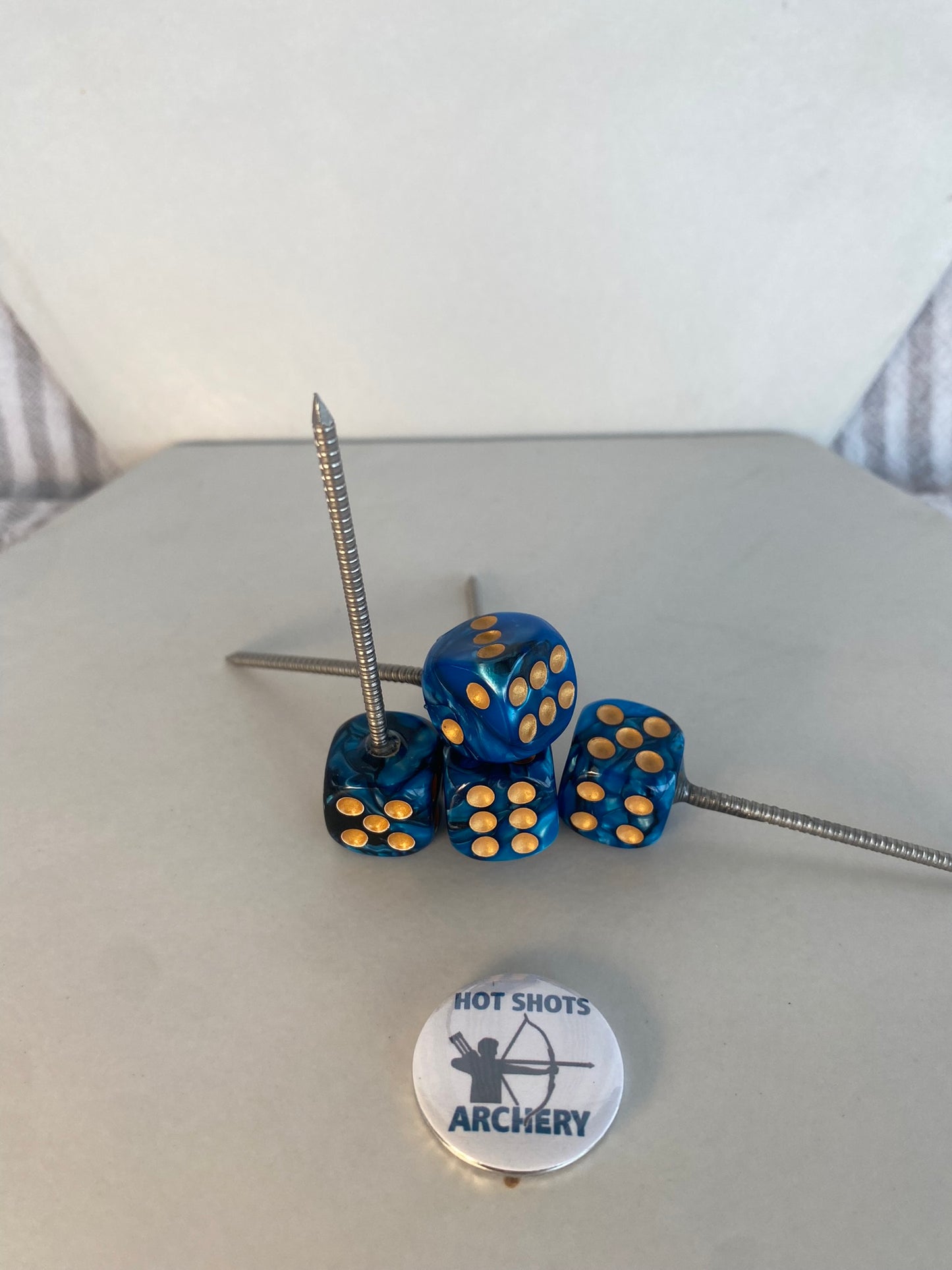 Blue Pearl Dice Target Pin