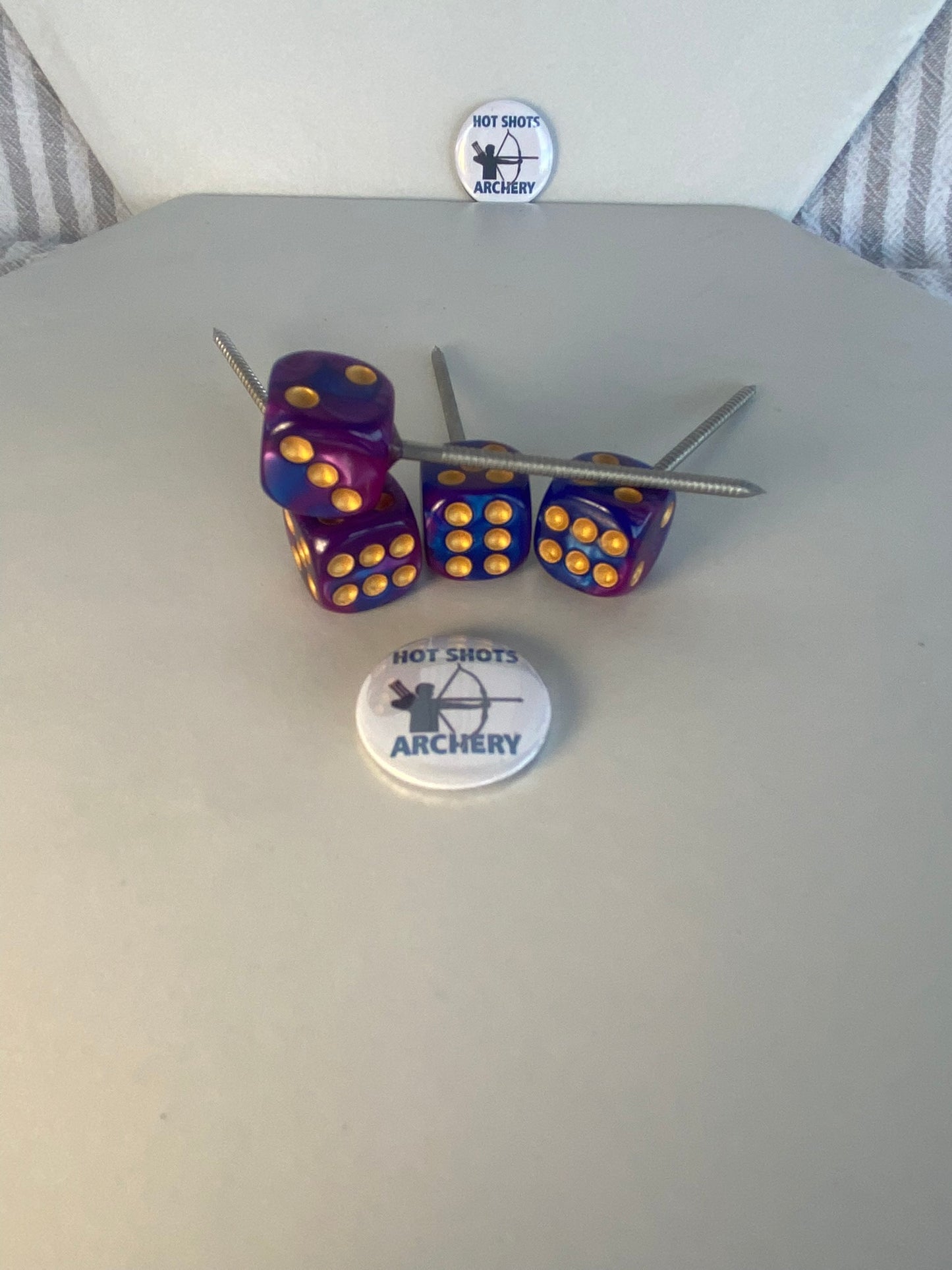 Blue & Purple Pearl Dice Target Pin