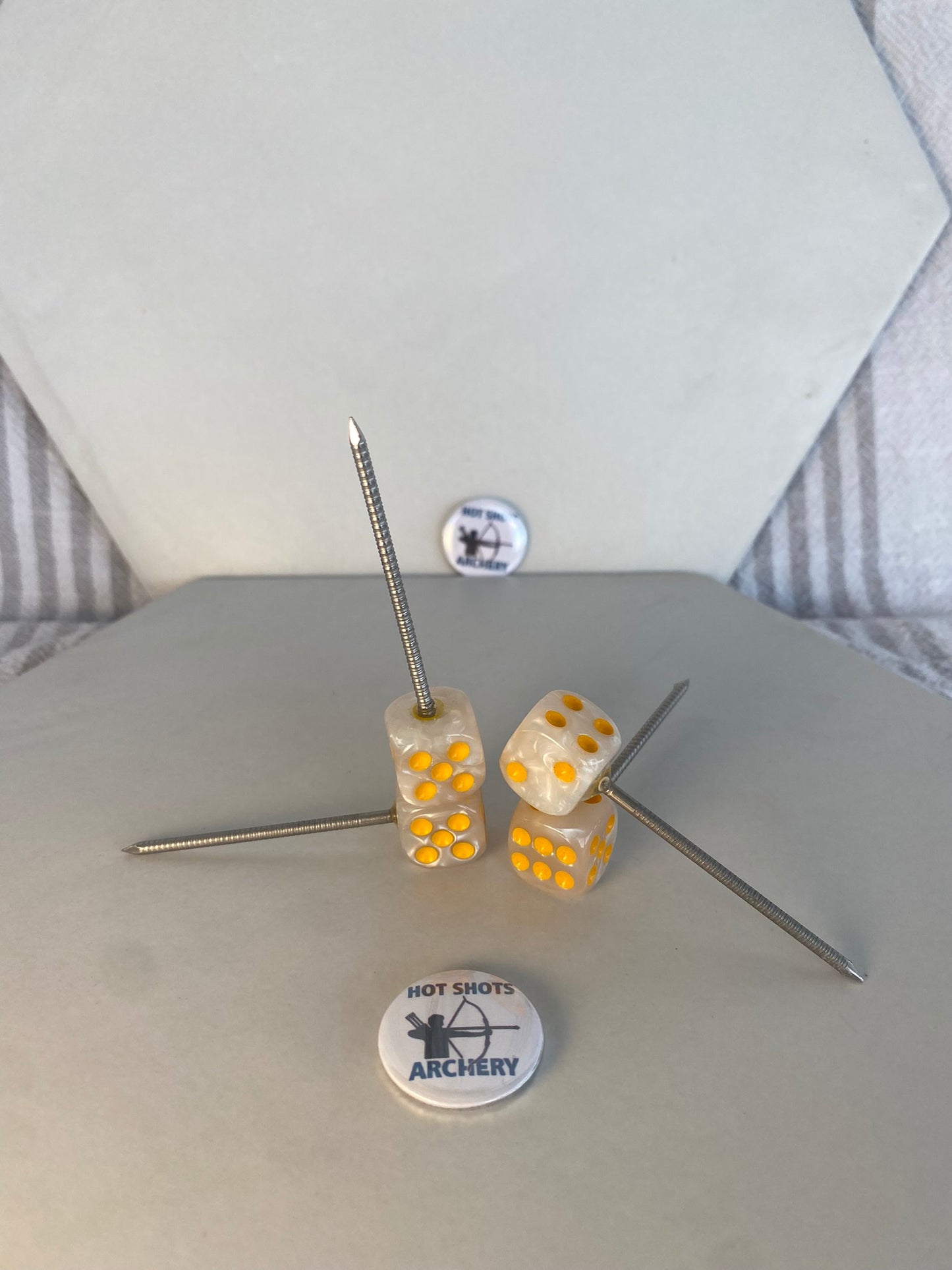 White Pearl Dice Target Pin