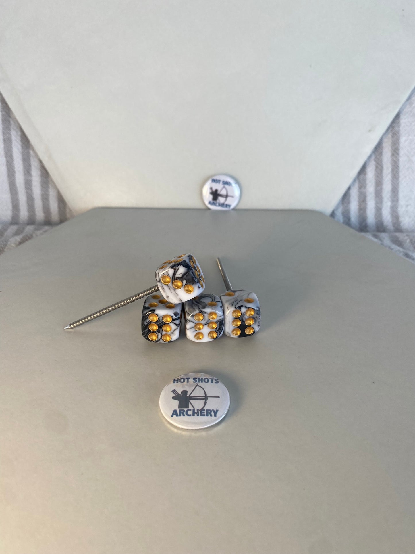Black & White Pearl Dice Target Pin