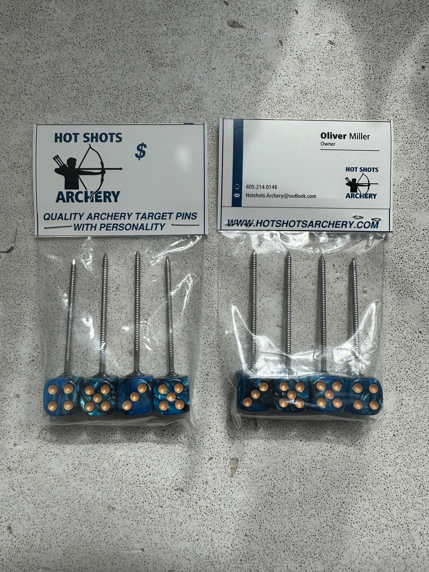 Blue Pearl Dice Target Pin