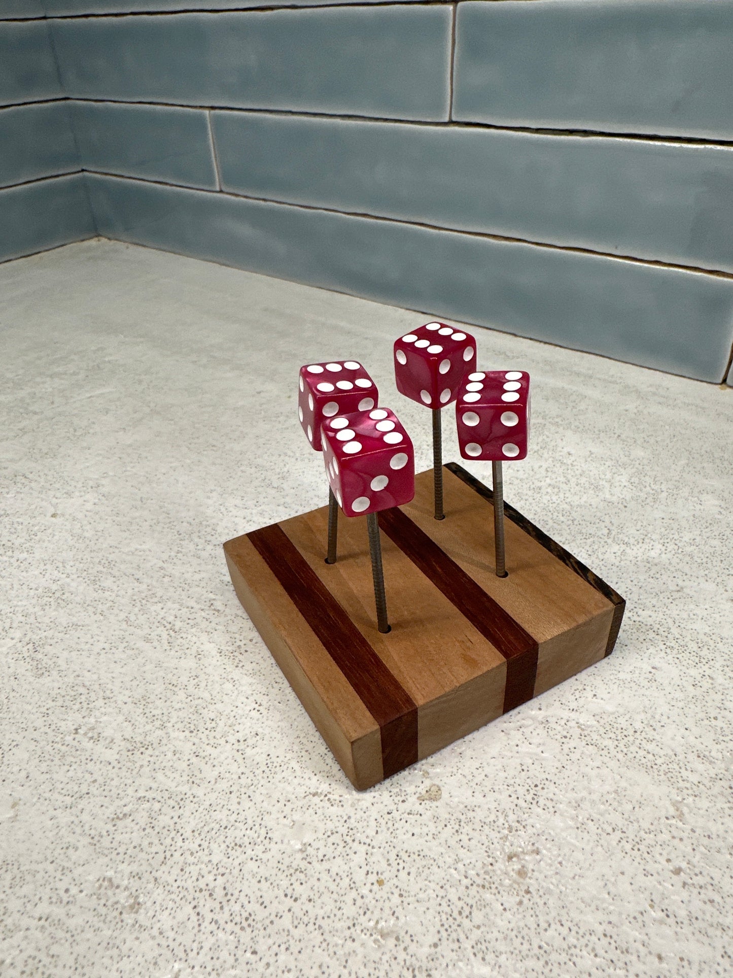 Square Edge Dark Pink Pearl Dice Pin