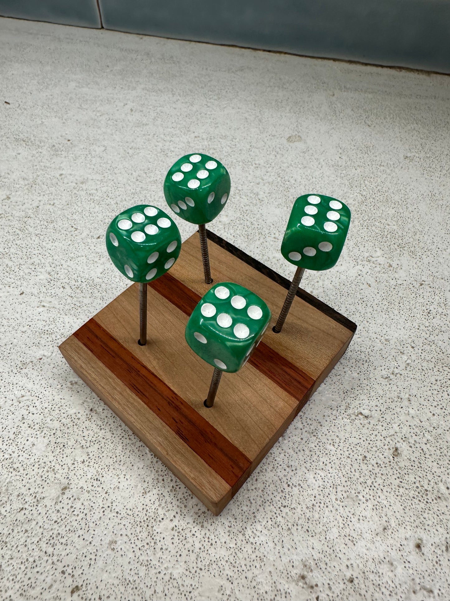 Green and White Pearl Dice Pin