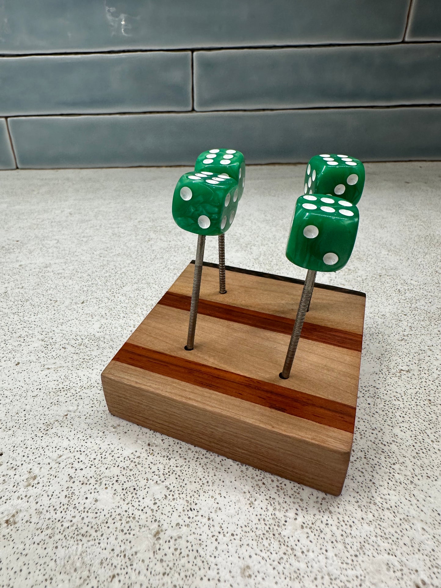 Green and White Pearl Dice Pin