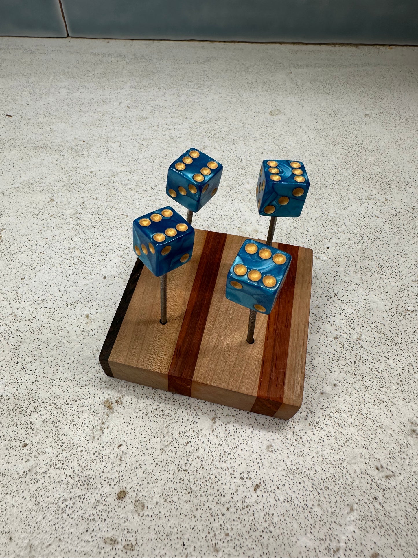 Square Edge Cyan Pearl Blue Dice Pin