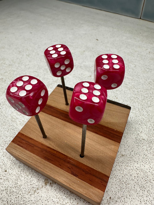 Dark Pink Pearl Dice Pins